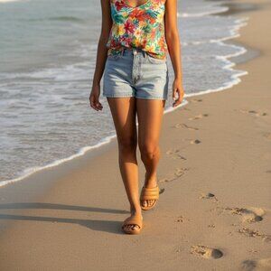 Women's Tan Seychelles Camel Puffy Strap Slip on Slides Sandals sz 7